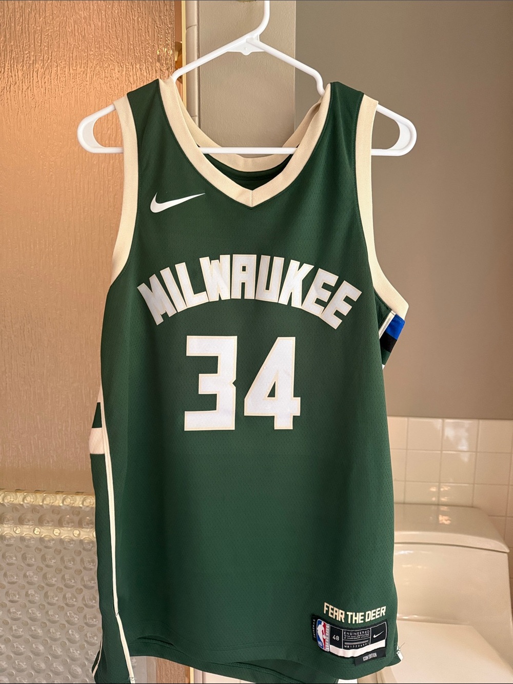 Nike Green and Cream Milwaukee Bucks Giannis Basketball Jersey